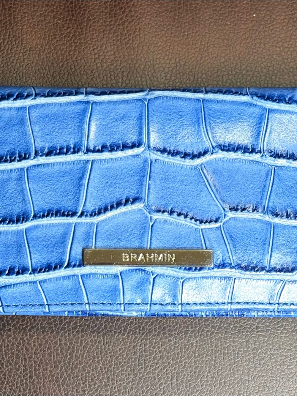 Brahmin Ady Blue Croc-Embossed Leather Wallet - Picture 2 of 11